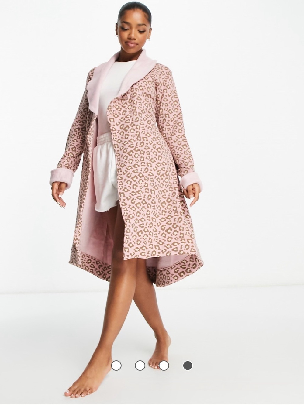UGG Pink Leopard Plush Shawl-Collar Robe
